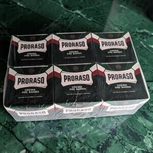 6PC SET Proraso GREEN Pre-Shave Cream Eucalyptus Menthol 3.6oz Barber Lot Bundle